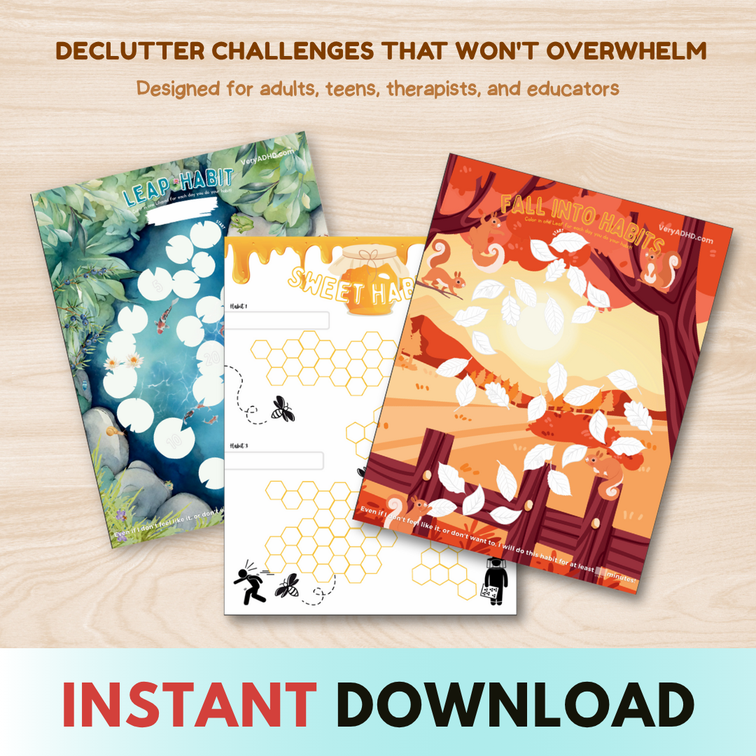 ADHD Daily Survival Guide, To-do Lists, Organization Hacks, Declutter Challenges, Goal Trackers for Adhd Adults & Adhd Teens