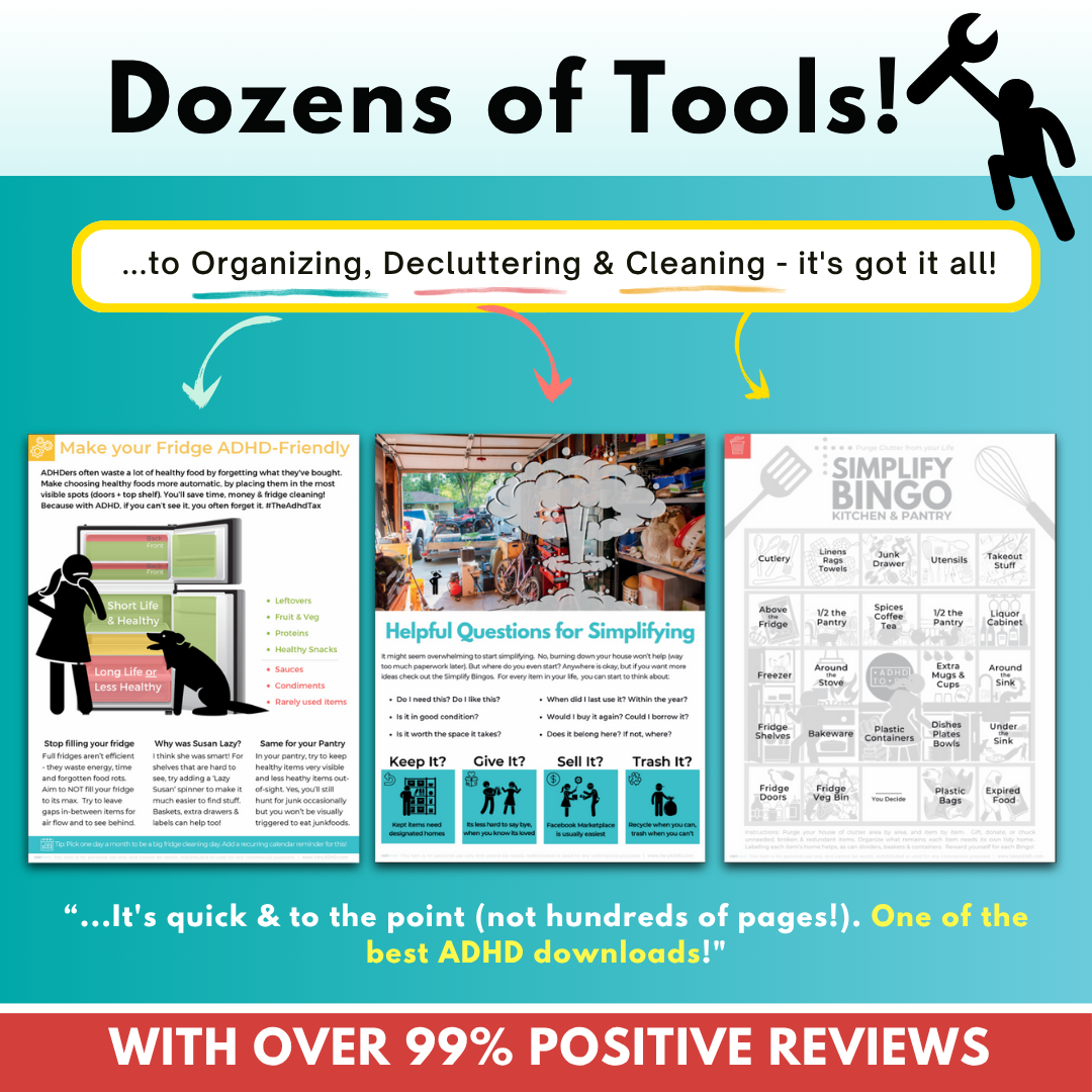 ADHD Daily Survival Guide, To-do Lists, Organization Hacks, Declutter Challenges, Goal Trackers for Adhd Adults & Adhd Teens
