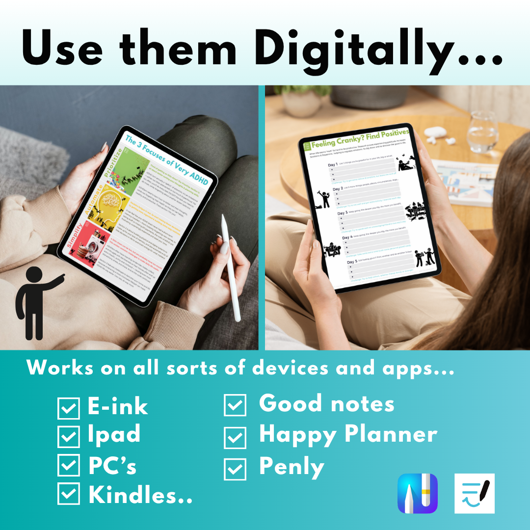ADHD Daily Survival Guide, To-do Lists, Organization Hacks, Declutter Challenges, Goal Trackers for Adhd Adults & Adhd Teens
