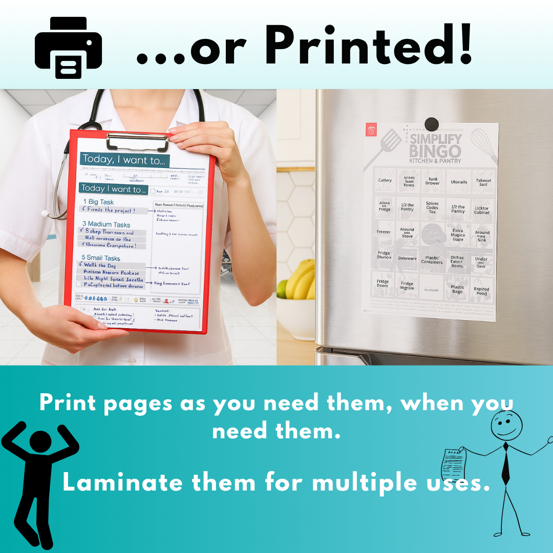 ADHD Daily Survival Guide, To-do Lists, Organization Hacks, Declutter Challenges, Goal Trackers for Adhd Adults & Adhd Teens