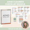 ADHD Cleaning Checklist Bundle, Chore Chart, Deep Cleaning Cards & Cleaning Schedule, Family Chore Chart