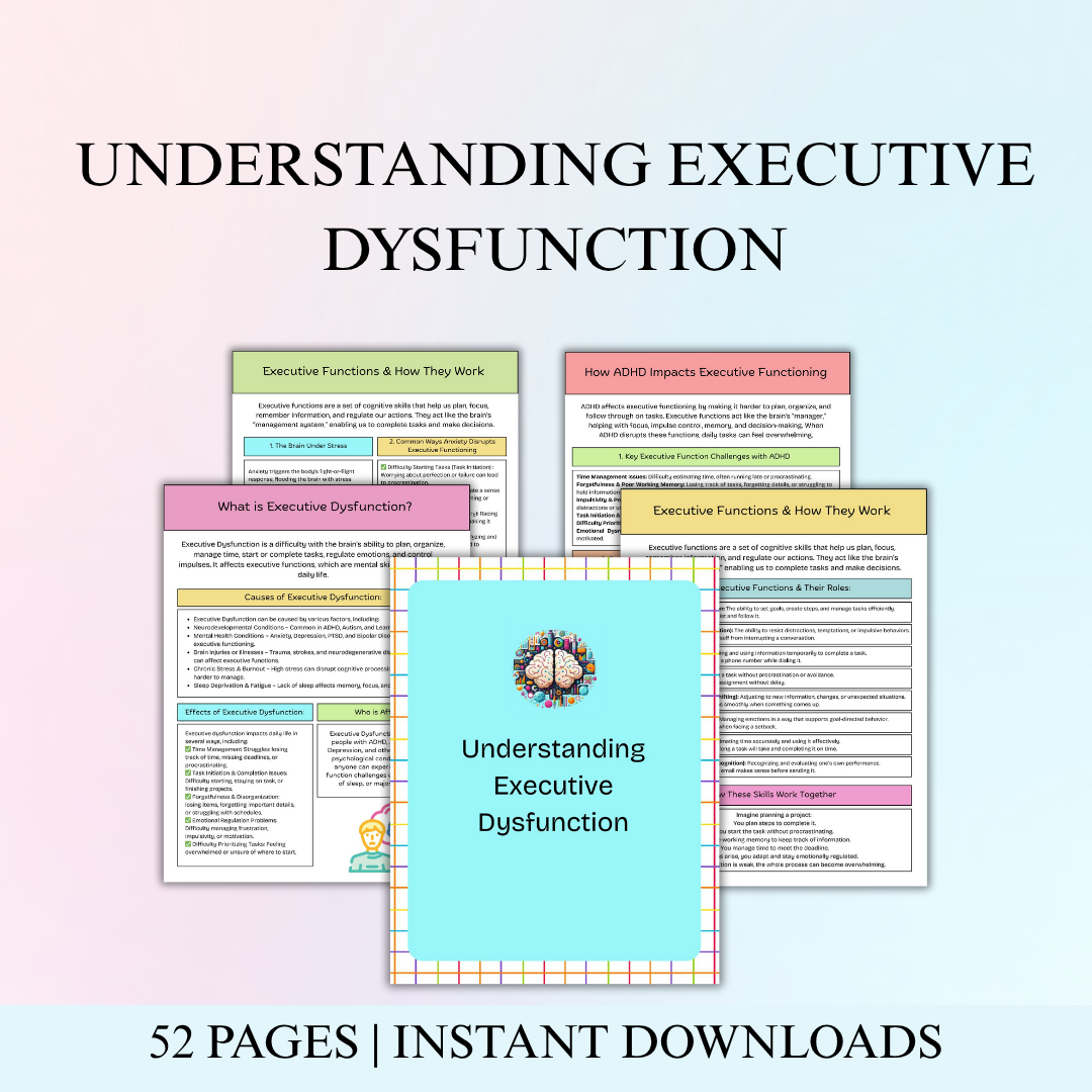 Executive Dysfunction Workbook | ADHD & Anxiety Planner | Organization and Productivity Guide | Mental Health and Focus Journal