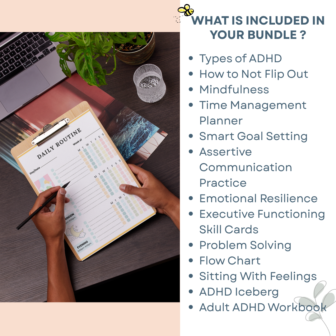 ADHD Executive Functioning Bundle, 300+ ADHD Worksheets, Instant Download