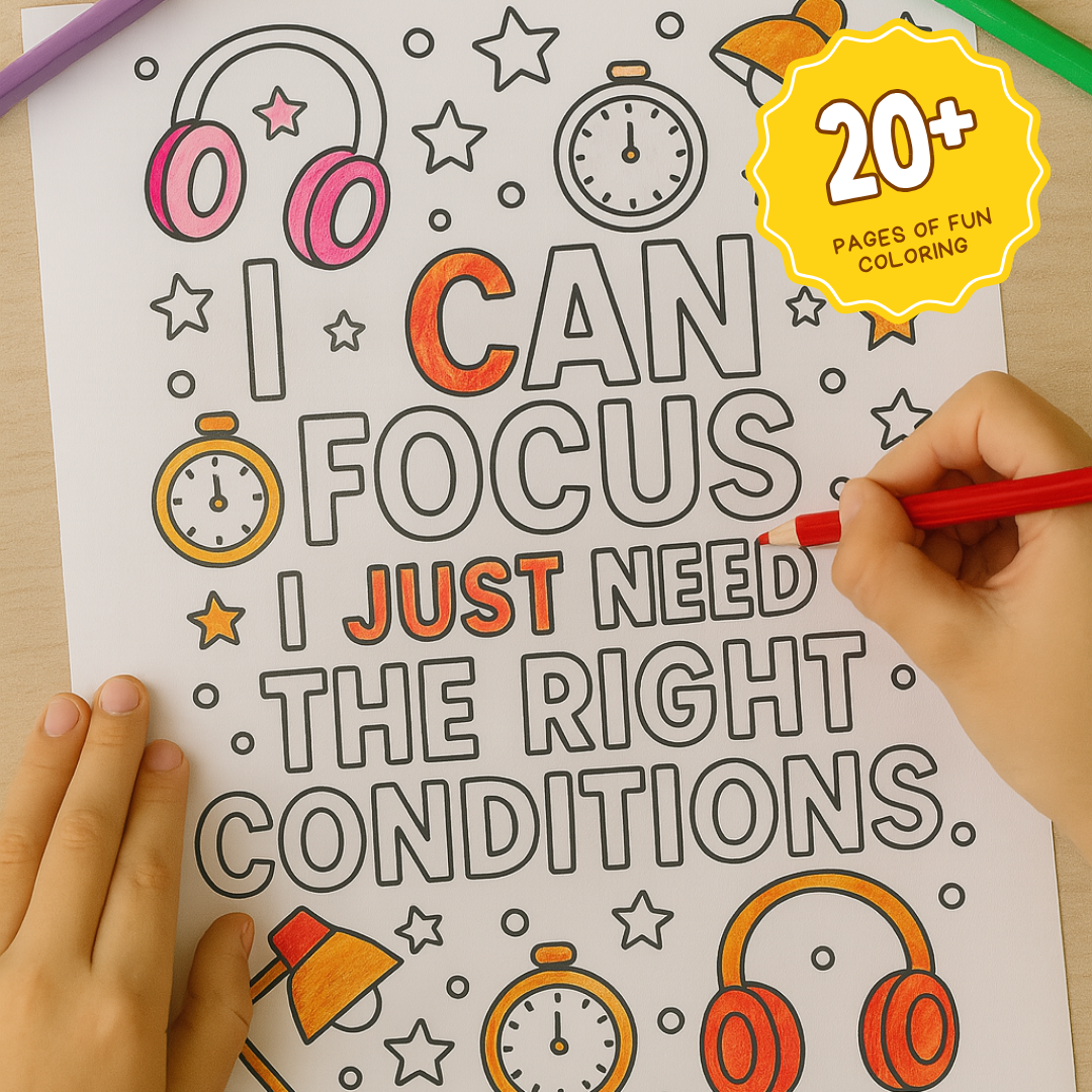 ADHD Art Therapy Coloring Book, Affirmation Pages, Stress Relief