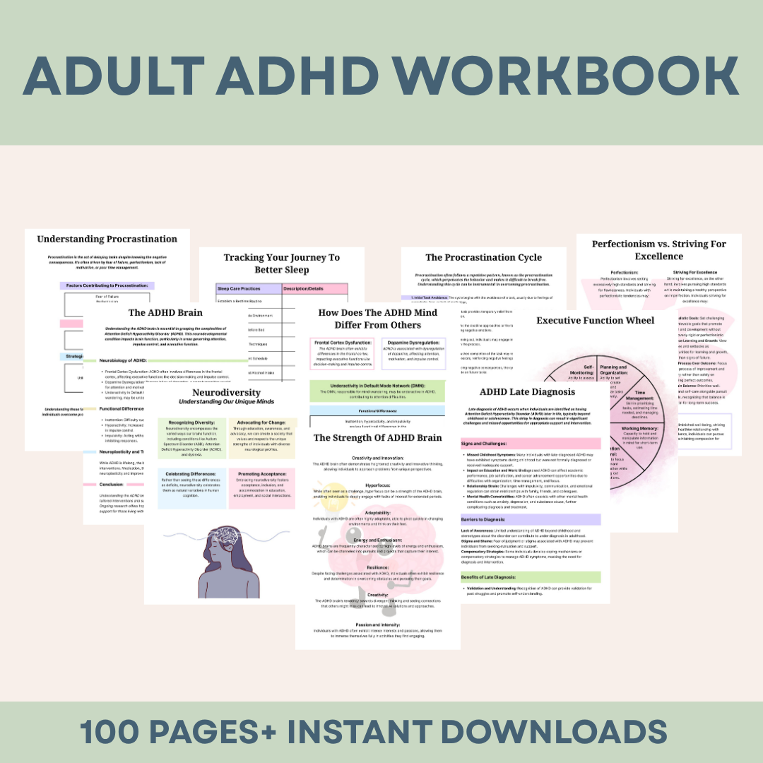 ADHD Executive Functioning Bundle, 300+ ADHD Worksheets, Instant Download