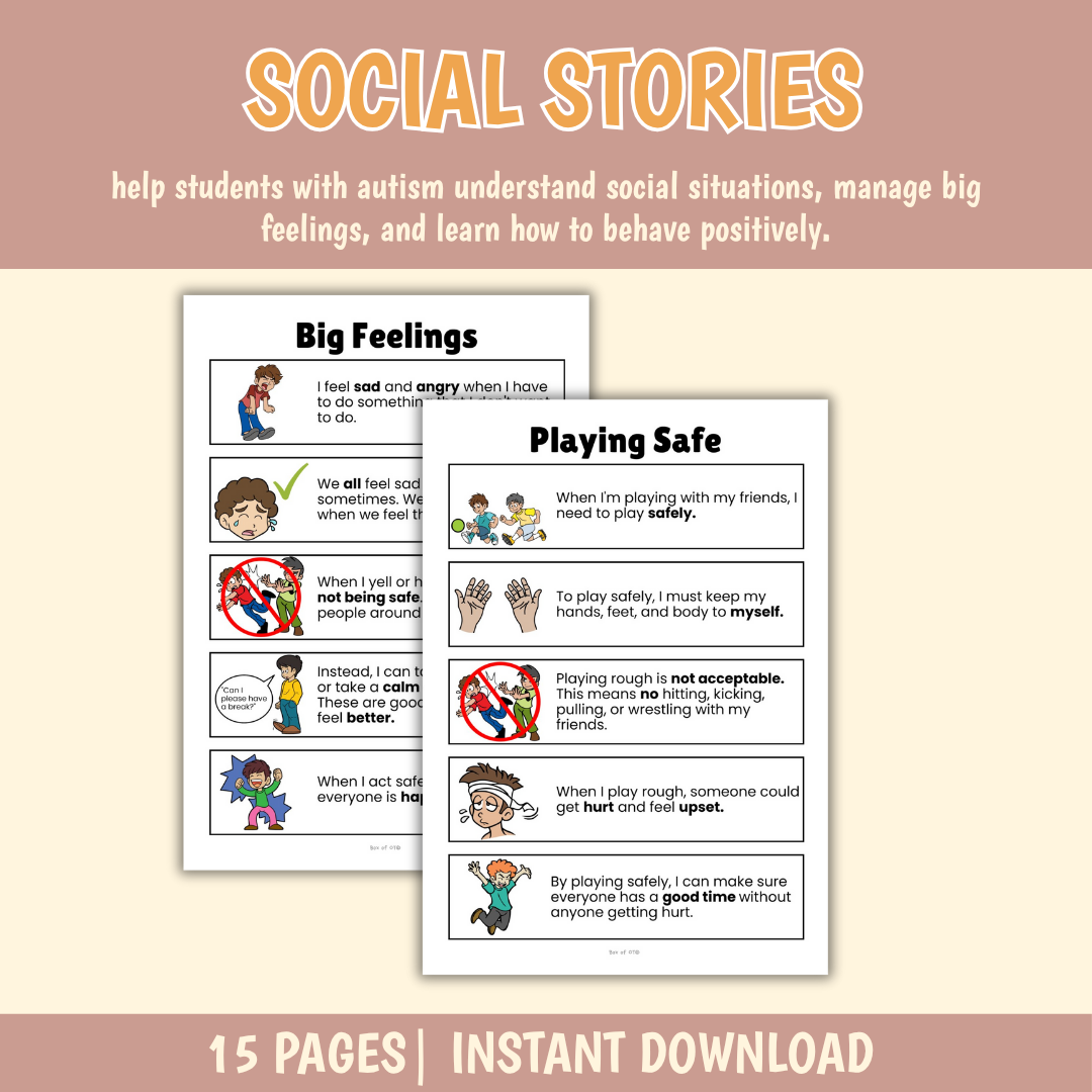 Behaviour Social Stories for Autism, Special Education, Early Intervention, Occupational Therapy, Positive, Social Emotional Learning