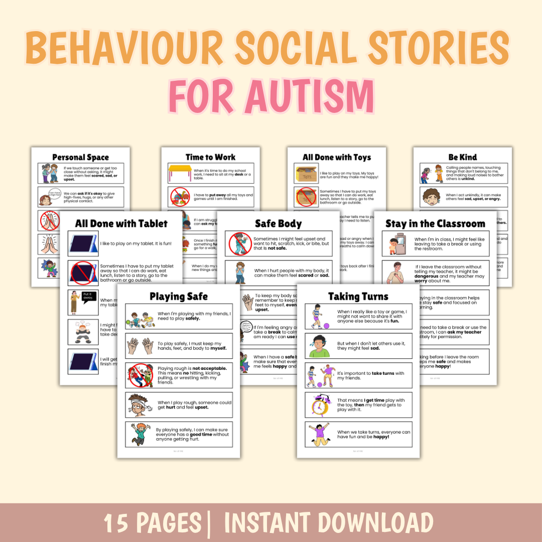 Behaviour Social Stories for Autism, Special Education, Early Intervention, Occupational Therapy, Positive, Social Emotional Learning