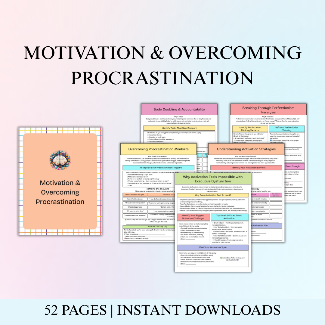 Executive Dysfunction Workbook | ADHD & Anxiety Planner | Organization and Productivity Guide | Mental Health and Focus Journal