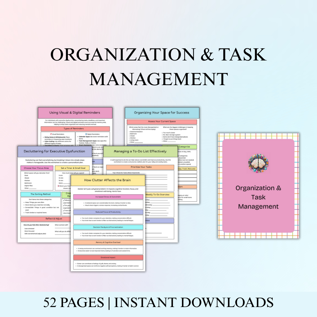 Executive Dysfunction Workbook | ADHD & Anxiety Planner | Organization and Productivity Guide | Mental Health and Focus Journal